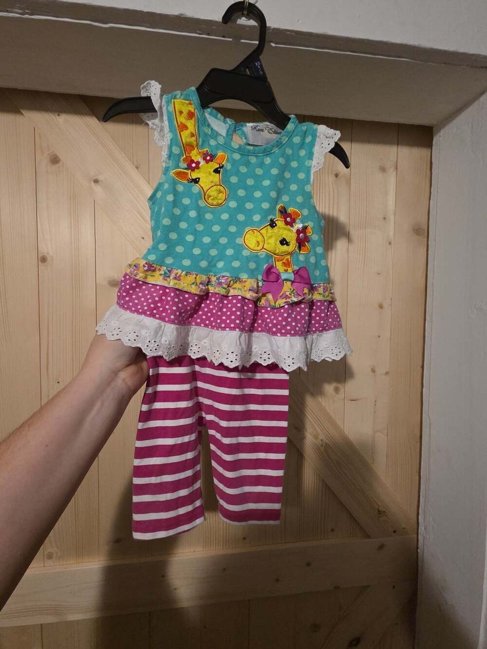 Rare Editions Giraffe Ruffle Outfit Set